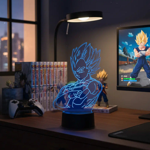 Vegeta Dragon Ball Lámpara Led Luz Ilusión 3d Principe