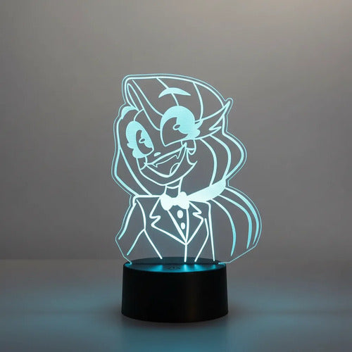 Hazbin Hotel Charlie Lámpara De Mesa Led Ilusión 3d Fan Art Negro Transparente