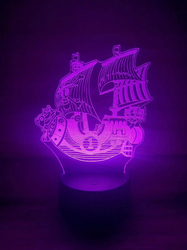 Thousand Sunny One Piece Lampara Led Ilusion 3d Decoración Base Negra