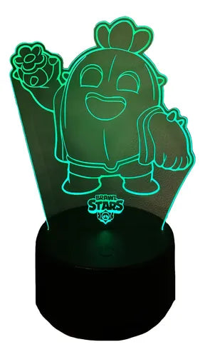 Lámpara Spike Brawl Stars Ilusión Decoración Fan Art