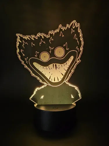 Poppy Playtime Huggy Wuggy Lampara Led Ilusión 3d Decoración Negra