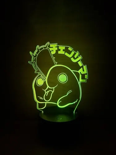 Pochita Chainsaw Man Motosierra Lampara Led Ilusion 3d Anime Negro