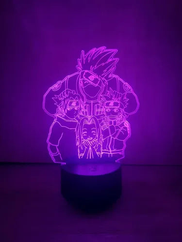Equipo 7 Lampara Led Ilusión Naruto Decoración Anime Manga