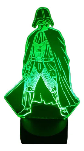 Lámpara Led Darth Vader Star Wars Luz Ilusión 3d Decoración Negro Verde