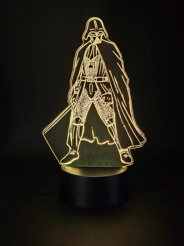Lámpara Led Darth Vader Star Wars Luz Ilusión 3d Decoración Negro Verde
