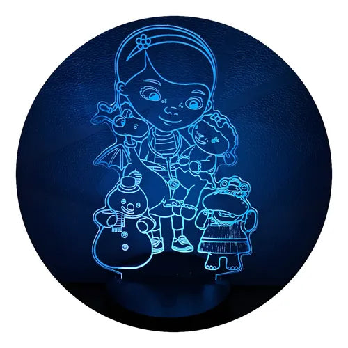 Doctora Juguetes Lámpara Led Fanart Infantil Decoración Negro
