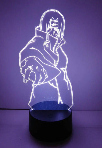Itachi Uchiha Lampara Led Ilusión 3d Naruto Decoración Anime Base Negra