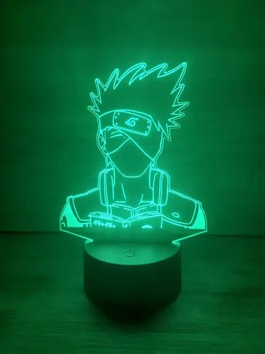 Kakashi Lampara Led Ilusión 3d Naruto Decoración Anime Manga Blanco Azul