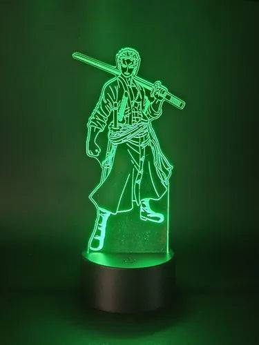 Lampara Led Ilusion 3d Roronoa Zoro One Piece Decoración