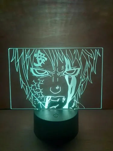 Gaara Lampara Led Ilusión 3d Naruto Decoración Anime Manga Base Negra