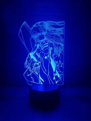 Evangelion Asuka Langley Lampara Led Ilusion 3d Anime Manga Negro