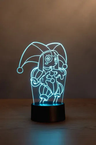 Pomni Lámpara Led Ilusión 3d El Asombroso Circo Digital Negro Transparente
