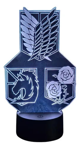 Lámpara Led 3d Escudos Shingeki No Kyojin Decoración Snk