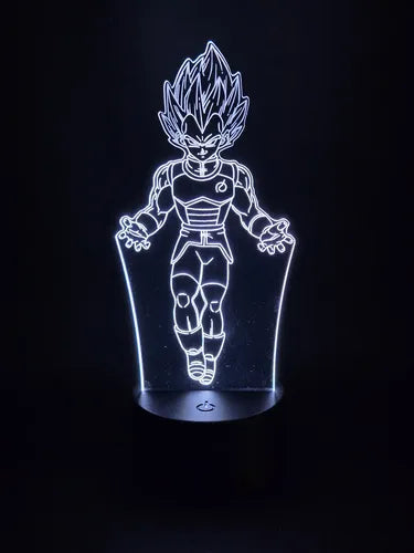 Vegeta Super Dragon Ball Super Lámpara Led Fanart Decorativo Negro