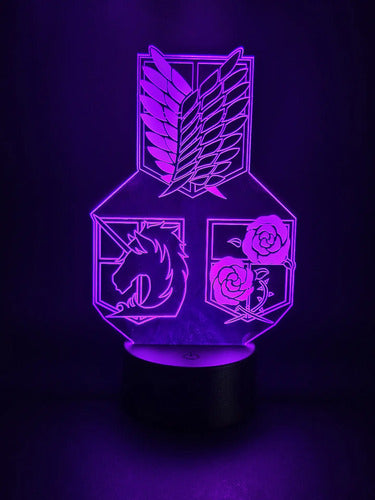 Lámpara Led 3d Escudos Shingeki No Kyojin Decoración Snk