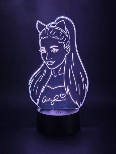 Ariana Grande Lampara Led Cantante Decoración Fanart Negra Transparente