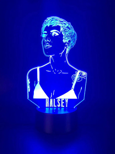 Halsey Lámpara Led Ilusión 3d Fanart Cantante Negro