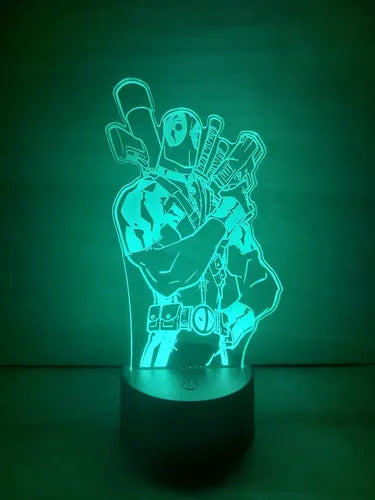 Deadpool Lampara Led Ilusion 3d Marvel Avengers Comic Fanart Negra
