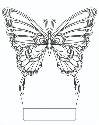 Mariposa Lámpara Led Ilusión 3d Decoración  Negro Otro