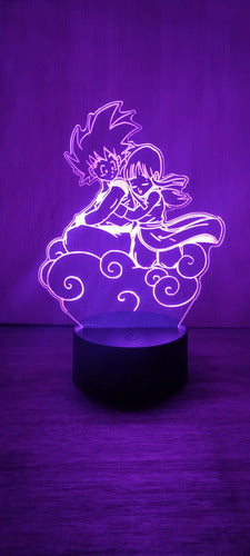 Lámpara Led Goku Y Milk Nube Dragon Ball Z Fanart Decorativa