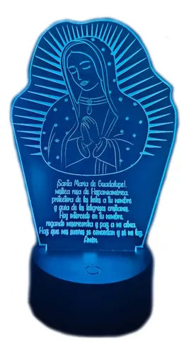 Virgen De Guadalupe Oración Lámpara Led Protección Fanart