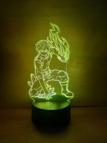 Todoroki Shoto My Hero Academia Bnh Lampara Led Decoracion Negro Verde