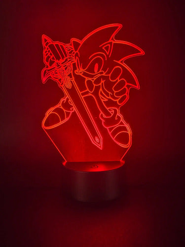 Sonic Espada Lámpara Led Fanart Decorativo Infantil Negro