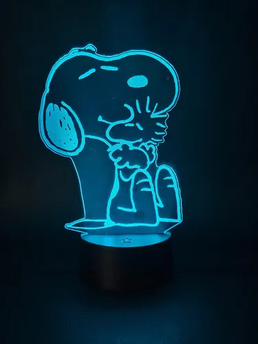 Lampara Led Ilusion 3d Snoopy Y Woodstock Decoracion