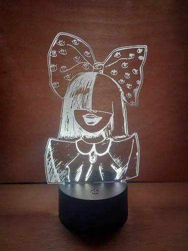 Sia Moño Lámpara Led Luz Ilusión 3d Decoración Cantante Negro