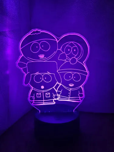 South Park Regalo Lampara Led Ilusion 3d Decoración Negro