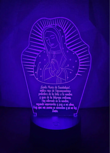 Virgen De Guadalupe Oración Lámpara Led Protección Fanart