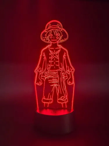 Luffy Lámpara Led Ilusión 3d One Piece Monkey D Luffy Fanart Negro