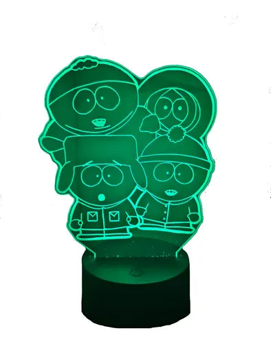 South Park Regalo Lampara Led Ilusion 3d Decoración Negro