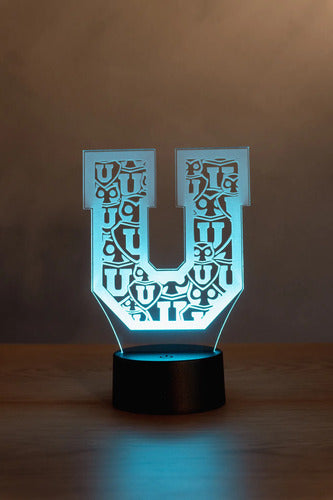 Lámpara Led 3d Equipo Fútbol U De Chile Logo Decoración Forma U