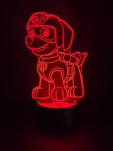 Lámpara Zuma Paw Patrol Led Ilusión Decoración Fan Art