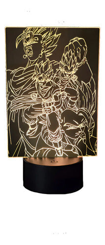 Goku Y Vegeta Fusiones Dragon Ball Z Lámpara Led Fanart Negro