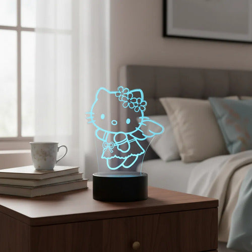 Lámpara De Mesa Hello Kitty Alas Negro Transparente
