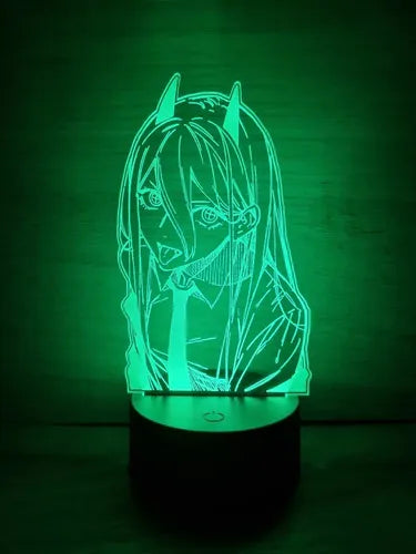 Chainsaw Man Power Motosierra Lampara Led Ilusion 3d Anime Negro