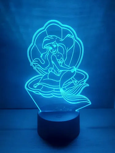Lámpara Led La Sirenita Princesa Fan Art Decorativa