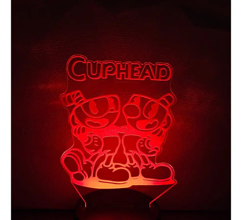 Cuphead Hermanos Lámpara Led Fanart Infantil Decoración Negro