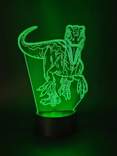 Lampara Led 3d Velociraptor Dinosaurio Luz Decoración
