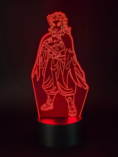 Rengoku Kyojuro Lámpara Led Ilusión 3d Luz Demon Slayer Kny Negro