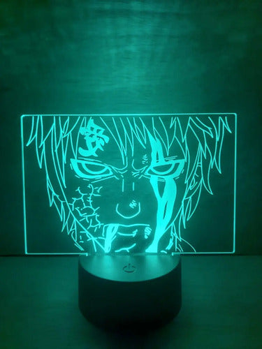Gaara Lampara Led Ilusión 3d Naruto Decoración Anime Manga Base Negra