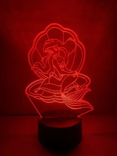 Lámpara Led La Sirenita Princesa Fan Art Decorativa
