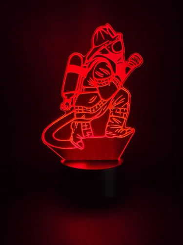 Bombero Lampara Led Ilusion 3d Fanart Decoracion Regalo