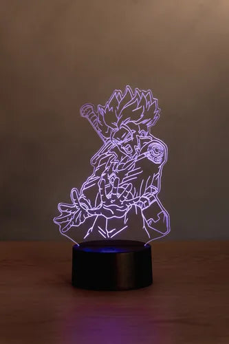 Trunks Del Futuro Lámpara De Mesa Led Ilusión 3d Dragon Ball Negro Transparente