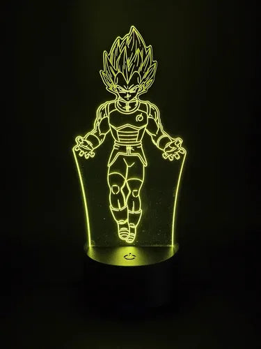 Vegeta Super Dragon Ball Super Lámpara Led Fanart Decorativo Negro