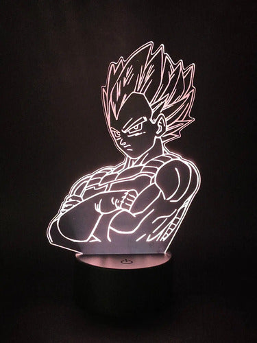 Vegeta Dragon Ball Lámpara Led Luz Ilusión 3d Principe