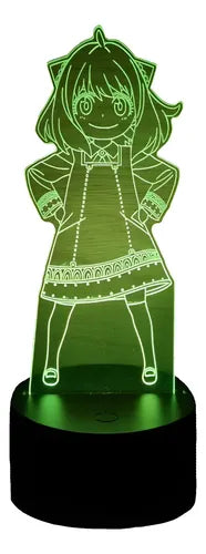 Anya Forger Spy X Family Lampara Led 3d Decoración Anime Negro