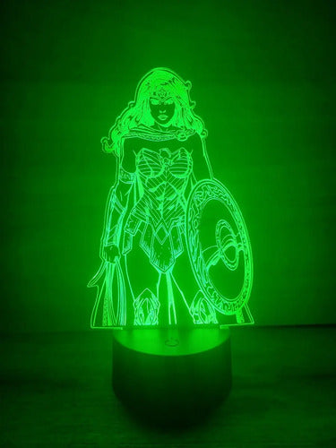 Mujer Maravilla Comic Dc Lampara Led Ilusion 3d Fanart